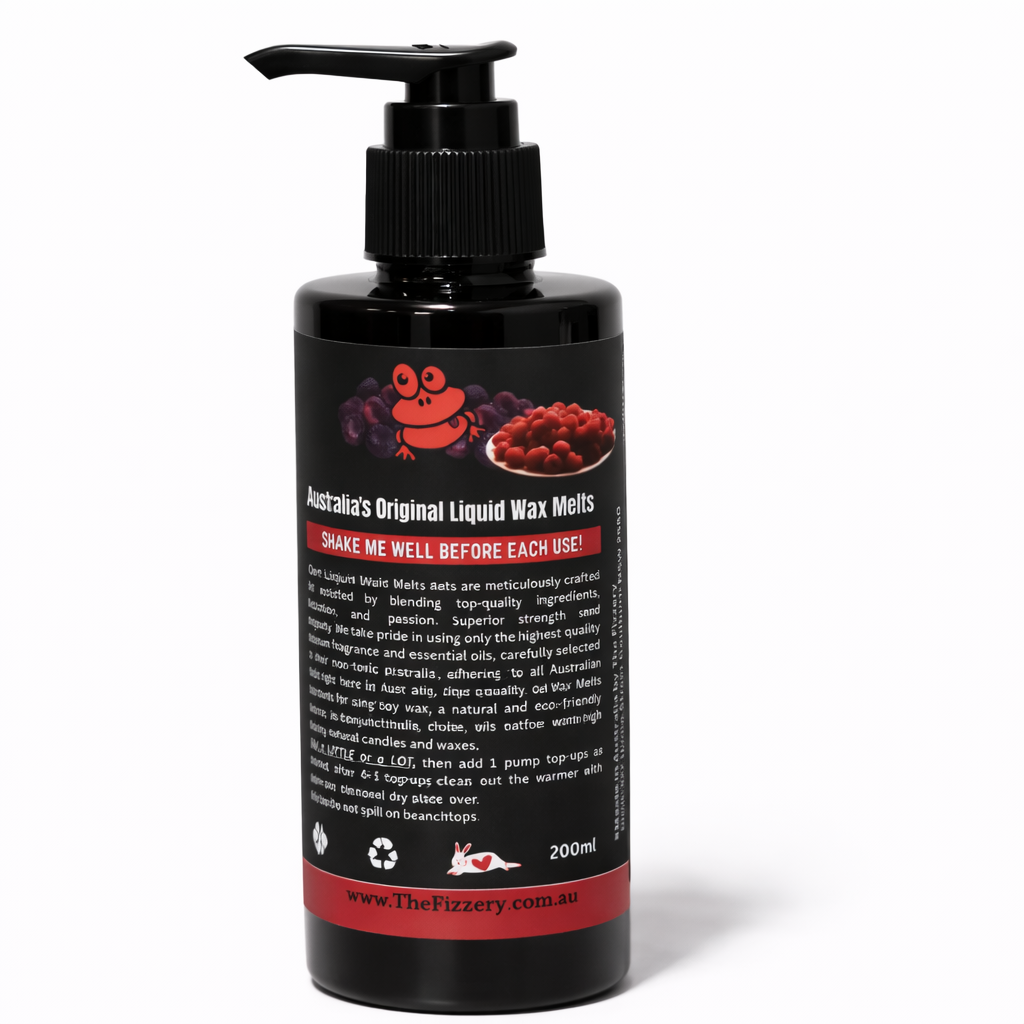 Red Frog Lollies Pump Wax liquid wax melts 200ml bottle back label