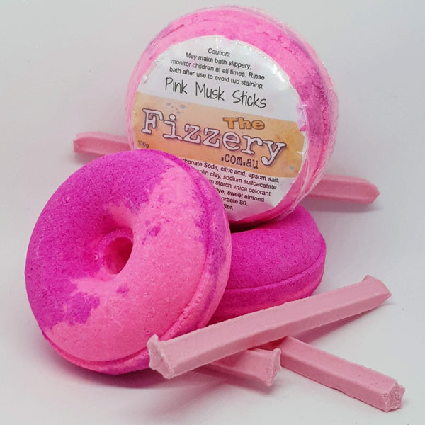 Pink Musk Sticks Bath Bomb Donut